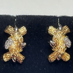 Stephen Dweck Gold and Silver Textured Earrings